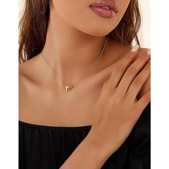 Waterproof 14K Gold Initial Necklace with Adjustable Chain - Elegant & Stylish - Picture 3 of 9